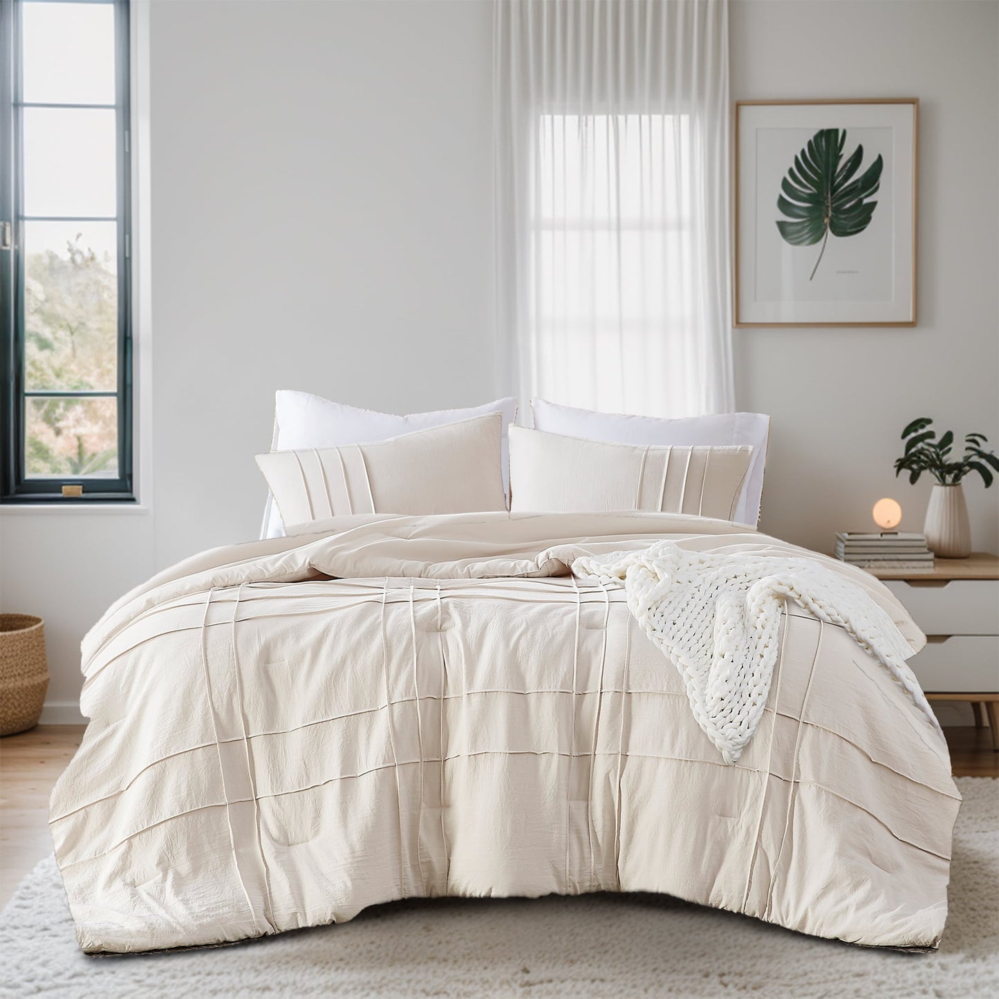Soft Washed Pleated Comforter Set
