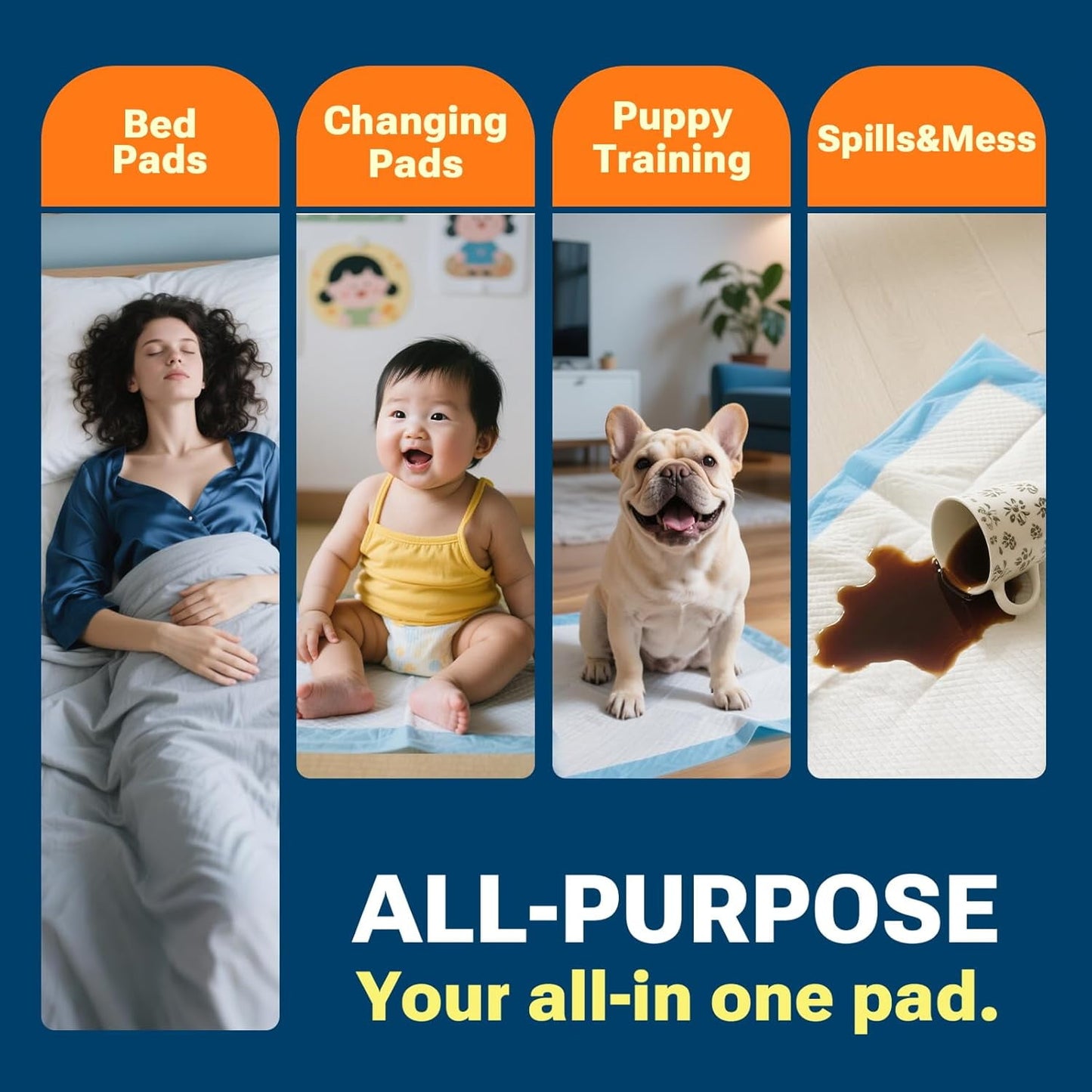 Disposable Absorbent Dog Pee Pads, 50 Count Extra Large Puppy Training Pads, Leak-Proof & Quick Dry