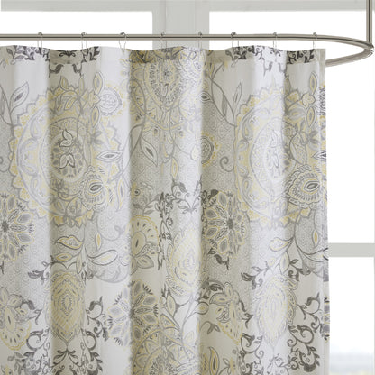 Shower Curtain Cotton Floral Shower Curtain Bohemian Bath Curtains Decor with 12 Button Holes