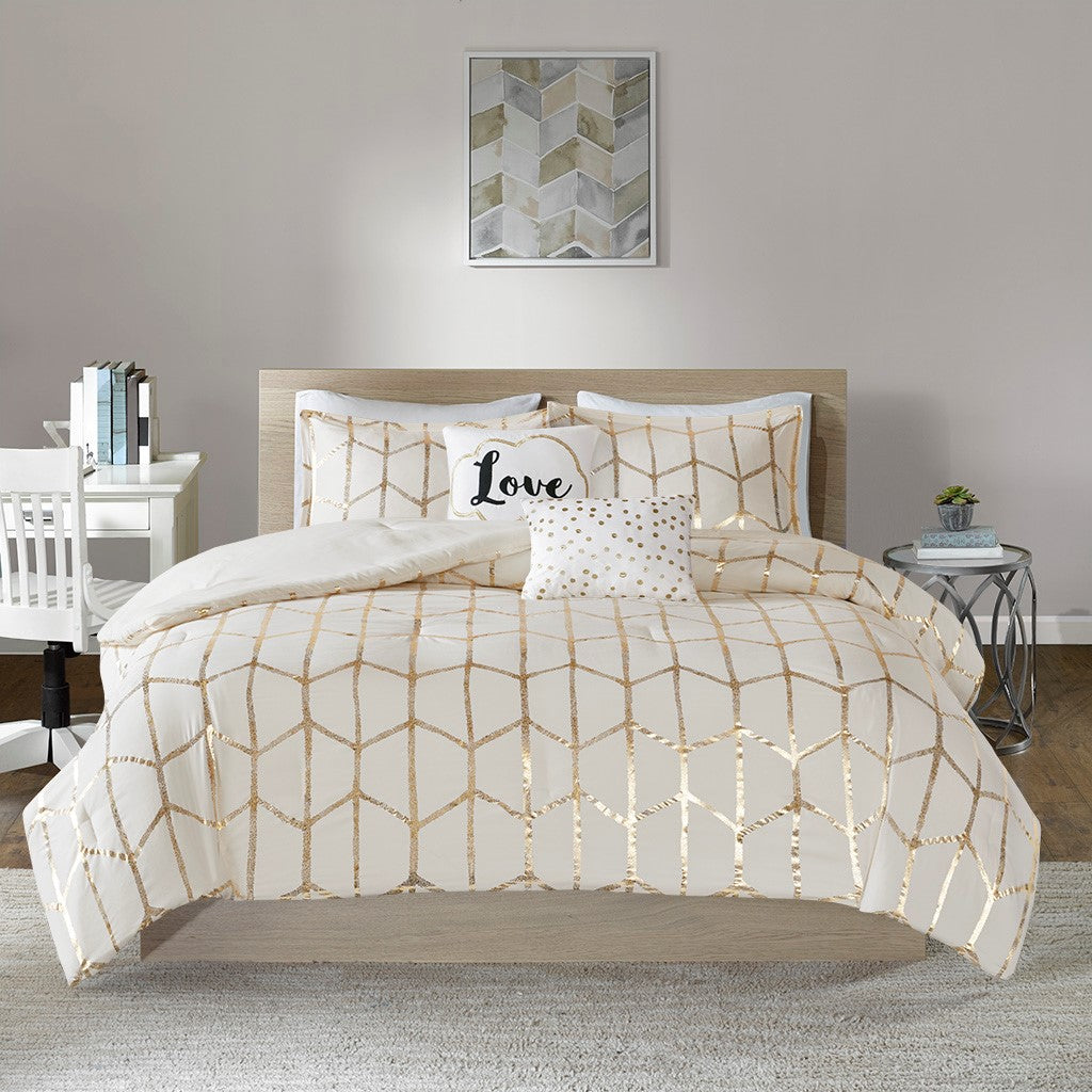 Raina Metallic Printed Comforter Set