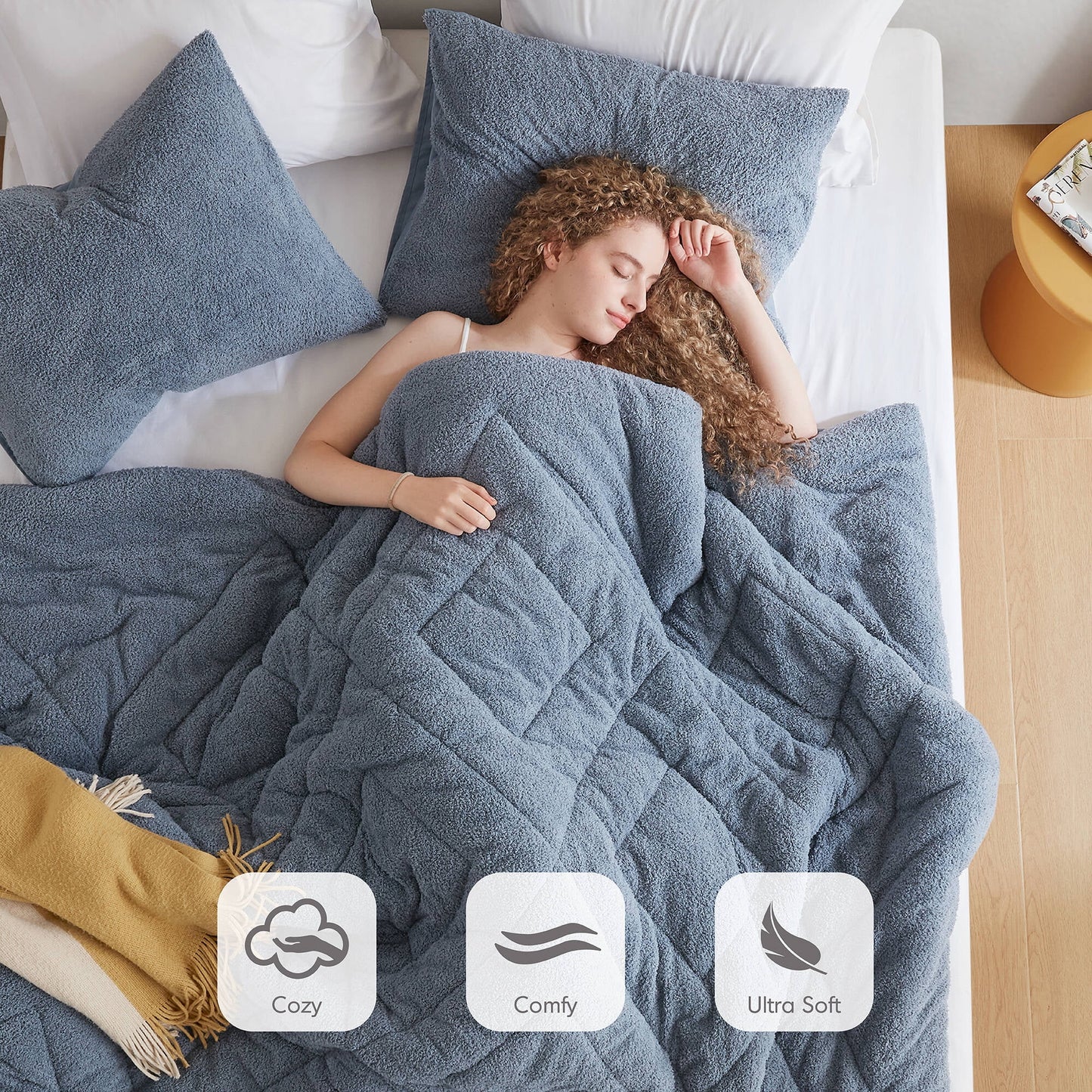 Double Diamond Quilted Teddy Comforter Set