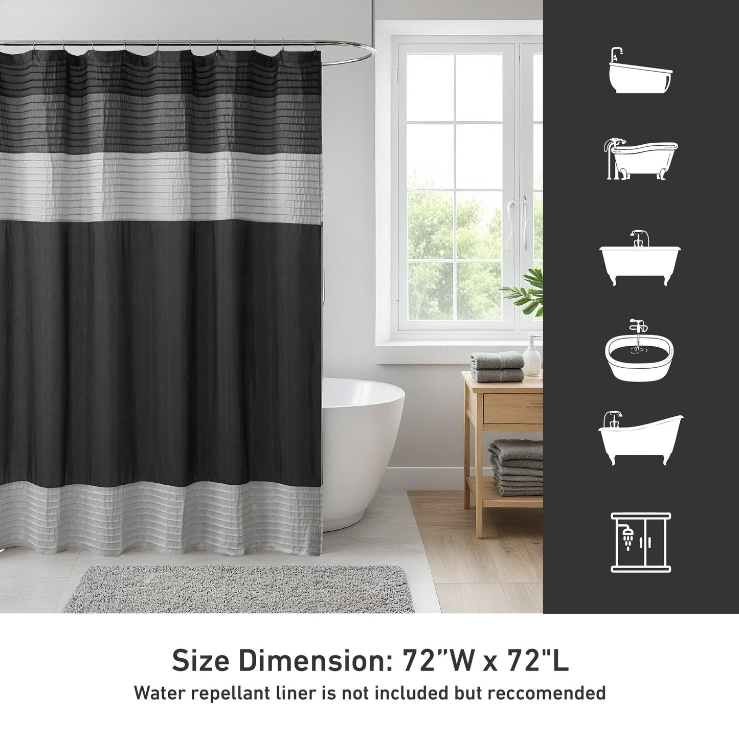 Faux Silk Shower Curtain