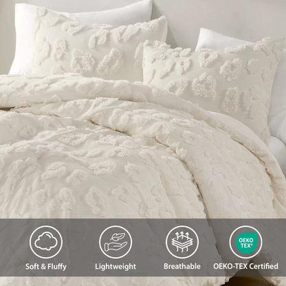 Comforter Set Animal Chenille 2pcs Bedding Set, Off-White