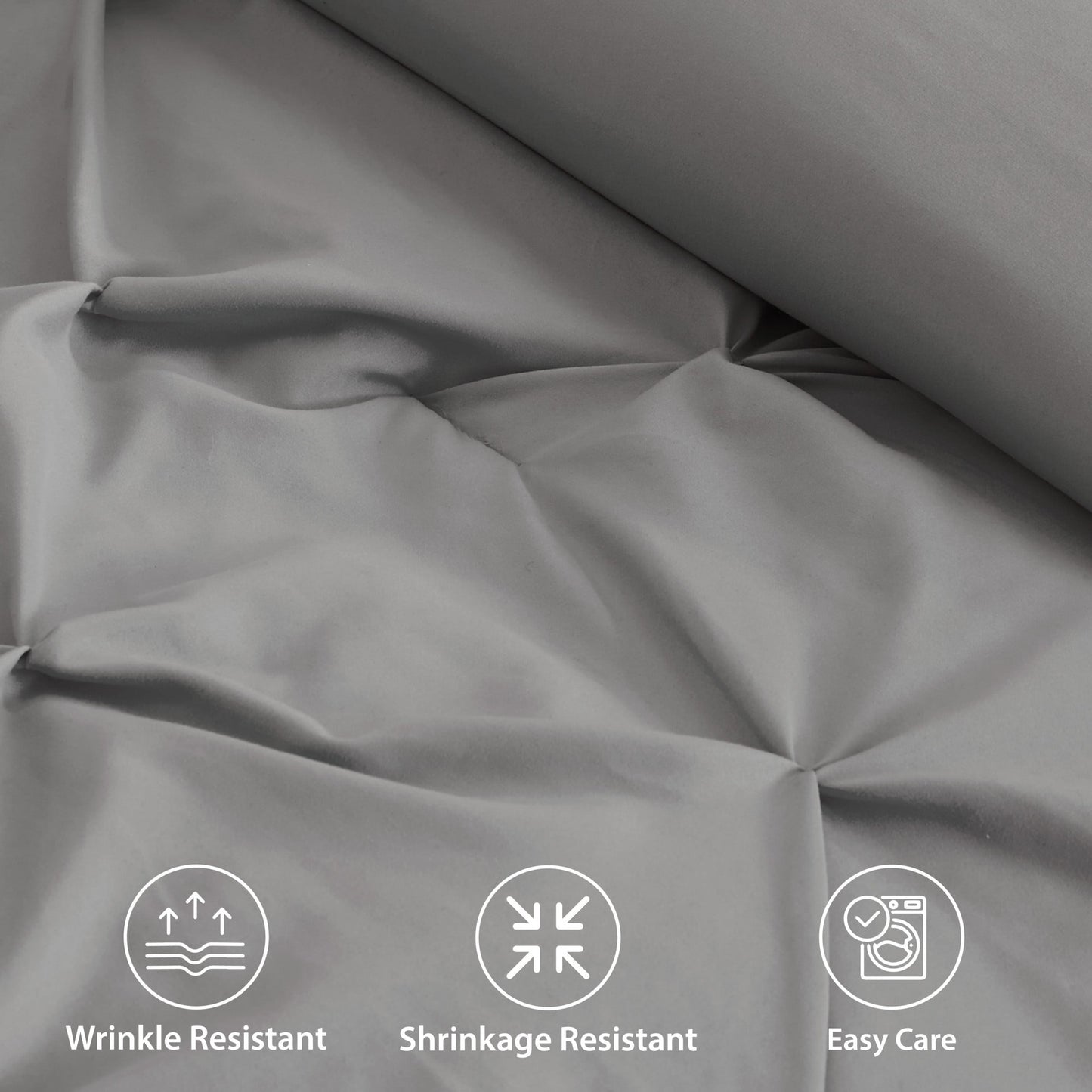 Pintuck Faux Silk Comforter Set with Bed Skirt and Decor Pillow