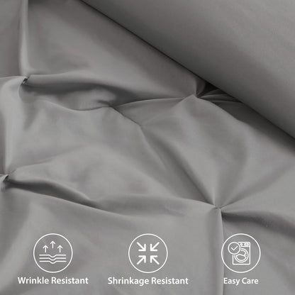 Pintuck Faux Silk Comforter Set with Bed Skirt and Decor Pillow