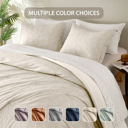 Chambray Print Microfiber Comforter Set with Bed Sheets
