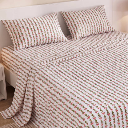 Cotton Flannel Sheet Set, 100% Cotton Bed Sheets Set with Deep Pocket
