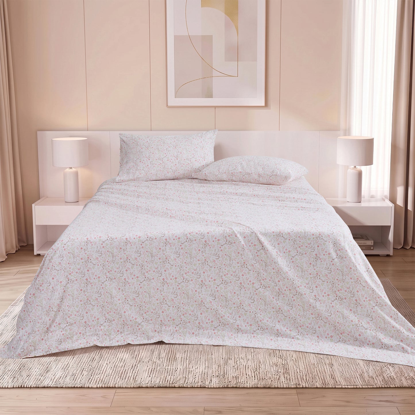 Cotton Flannel Sheet Set, 100% Cotton Bed Sheets Set with Deep Pocket