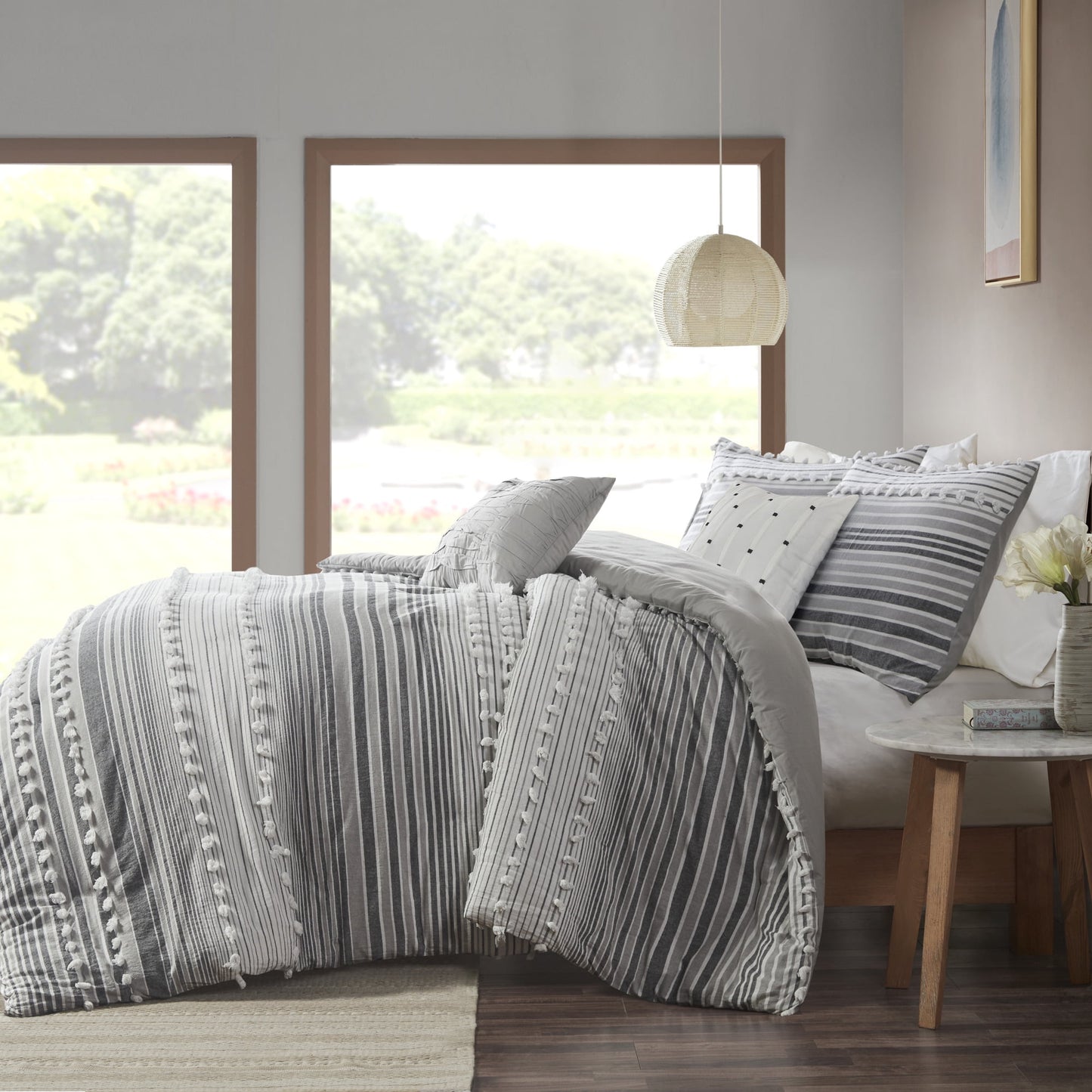 Jacquard Yarn-Dyed Stripes Cotton Duvet Cover Set
