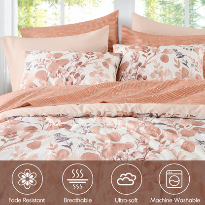 Seersucker Comforter Set with Sheets, Botanical Bed in A Bag