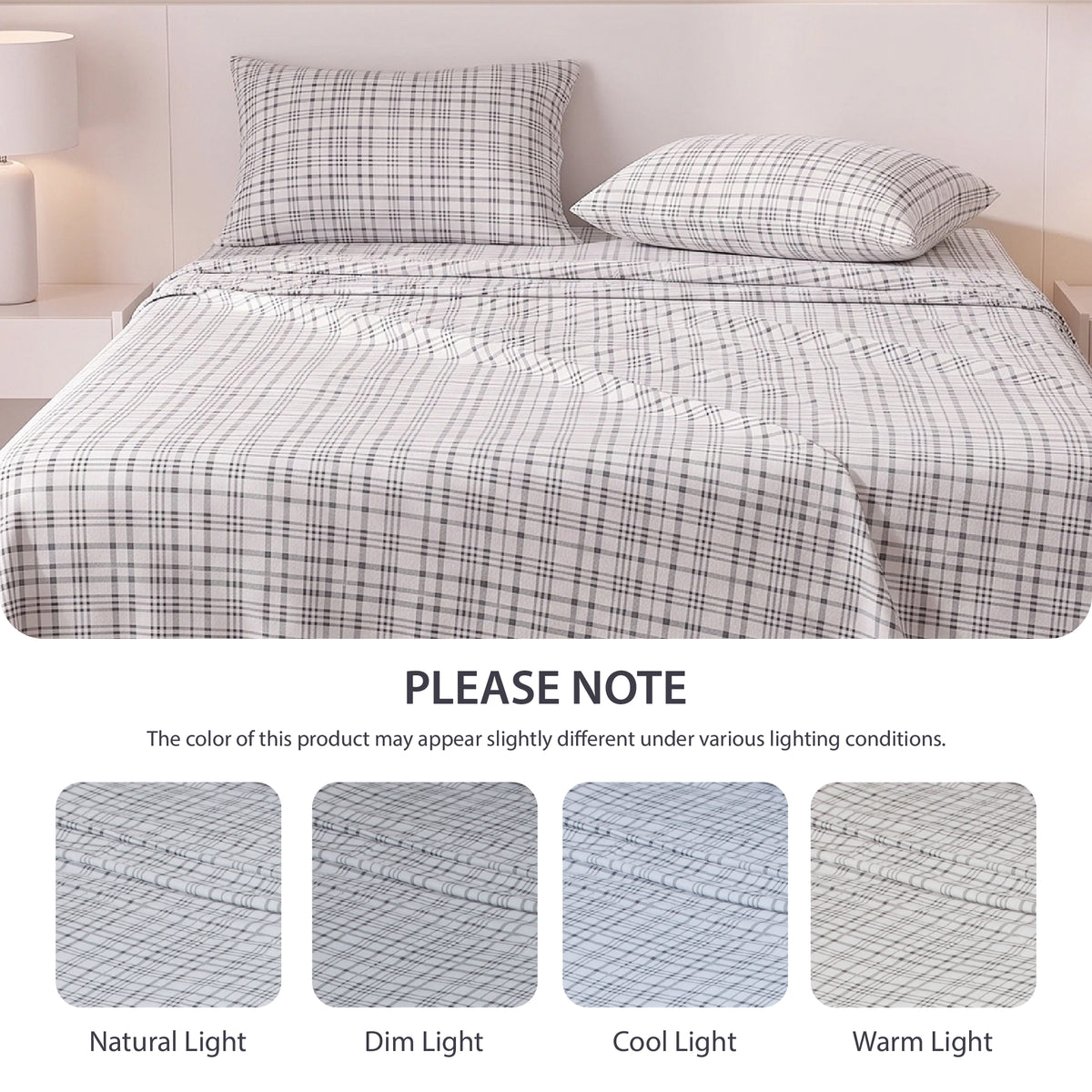Cotton Flannel Sheet Set, 100% Cotton Bed Sheets Set with Deep Pocket