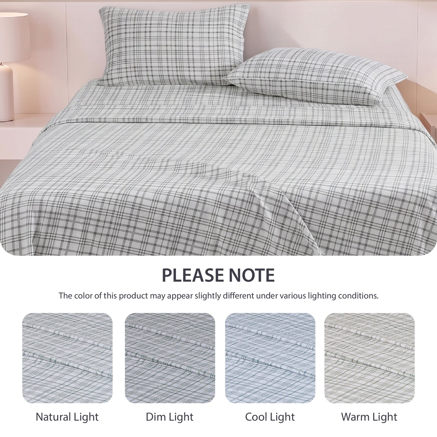 Cotton Flannel Sheet Set, 100% Cotton Bed Sheets Set with Deep Pocket