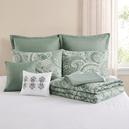 Kamira Cotton Paisley Floral Reversible Comforter Set