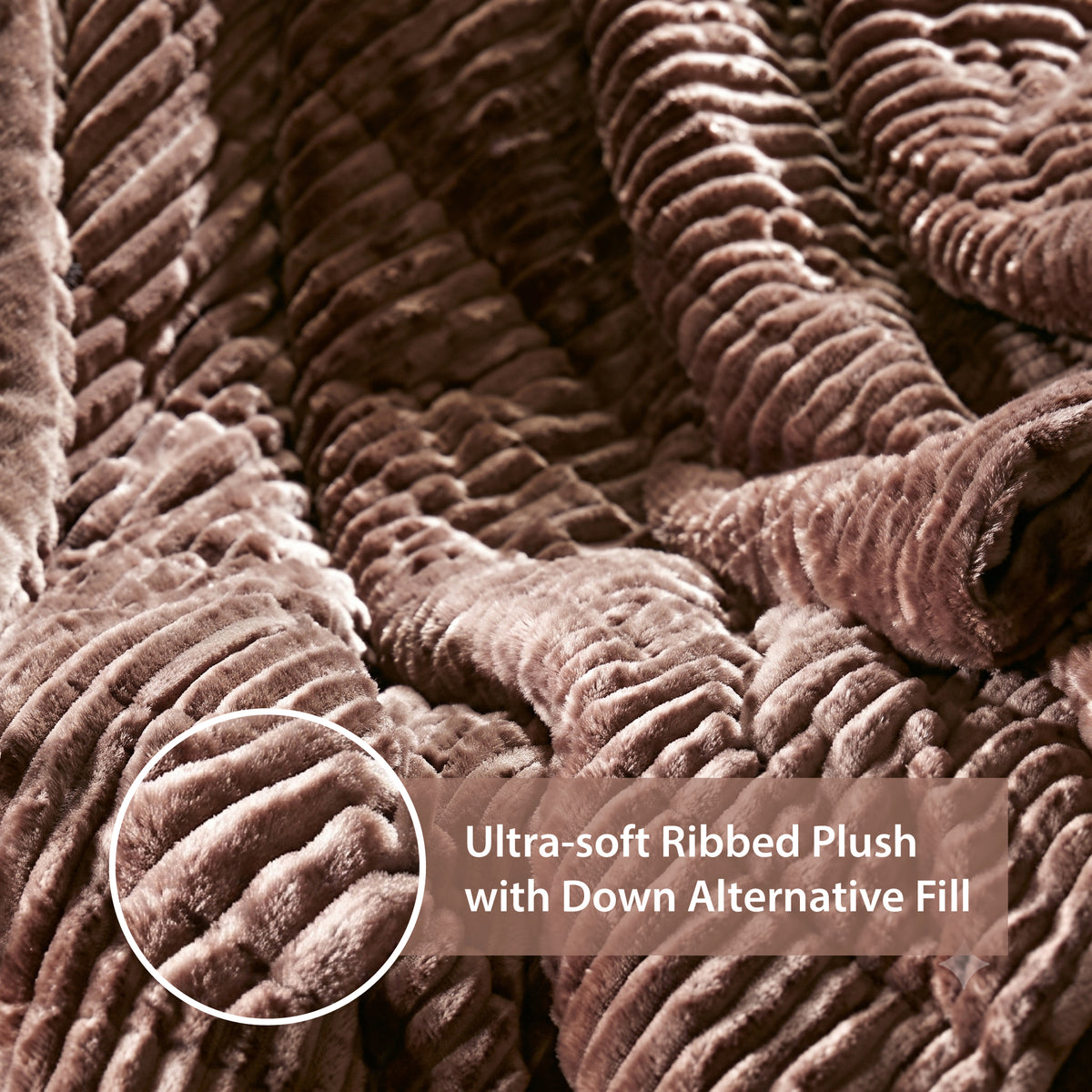 Parker Oversized Fuzzy Ribbed Plush Down Alternative Filled Throw Blanket