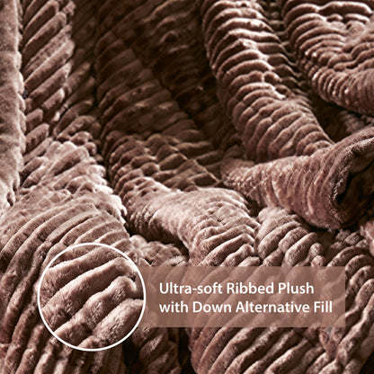 Parker Oversized Fuzzy Ribbed Plush Down Alternative Filled Throw Blanket