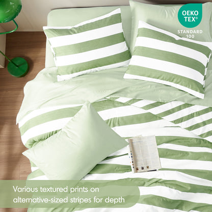 Textured Stripe Print Bedding Comforter Set