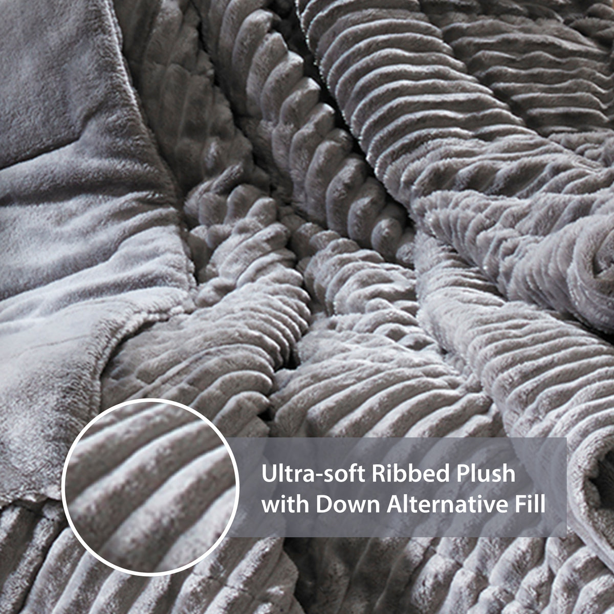 Parker Oversized Fuzzy Ribbed Plush Down Alternative Filled Throw Blanket