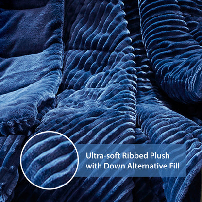 Parker Oversized Fuzzy Ribbed Plush Down Alternative Filled Throw Blanket