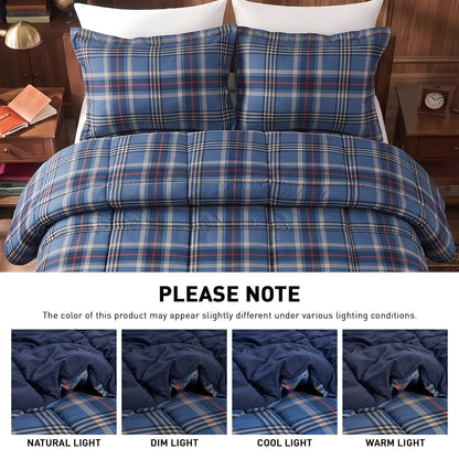 Harrison Plaid Reversible Comforter Bed Set with Pillow Shams