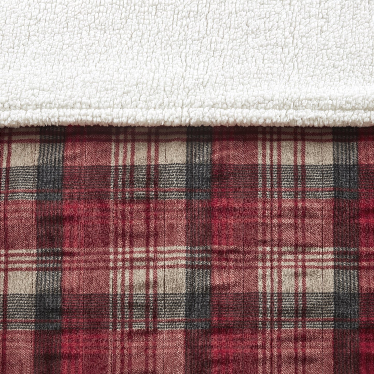 Oversized Mink to Berber Heated Throw, 60x70", Red