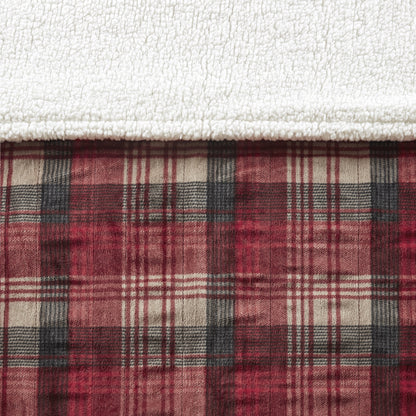 Oversized Mink to Berber Heated Throw, 60x70", Red