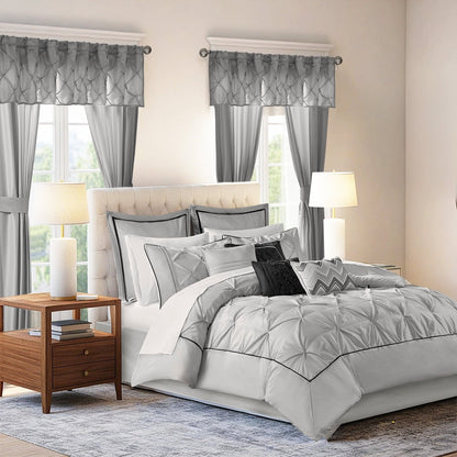 24 Piece Comforter Set with Window Curtains,Room in a Bag