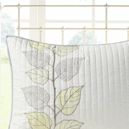 Reversible Botanical Embroidered Bed in a Bag Quilt Set, Yellow