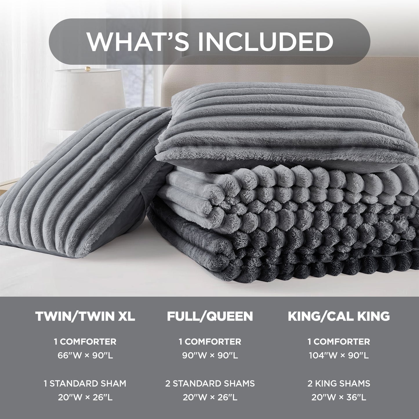 Fluffy Ribbed Plush Comforter Bedding Set