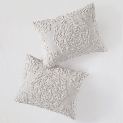 Tufted Cotton Chenille Medallion Duvet Cover Set