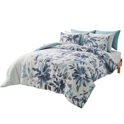 Modern All Season Bed in a Bag Comforter Set, Floral Print Bedding Set with Sheets and Pillowcases