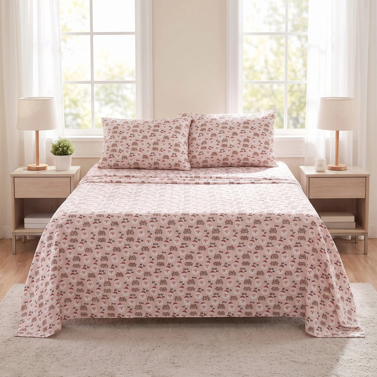 Cotton Flannel Sheet Set, 100% Cotton Bed Sheets Set with Deep Pocket