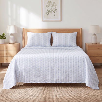 Cotton Flannel Sheet Set, 100% Cotton Bed Sheets Set with Deep Pocket