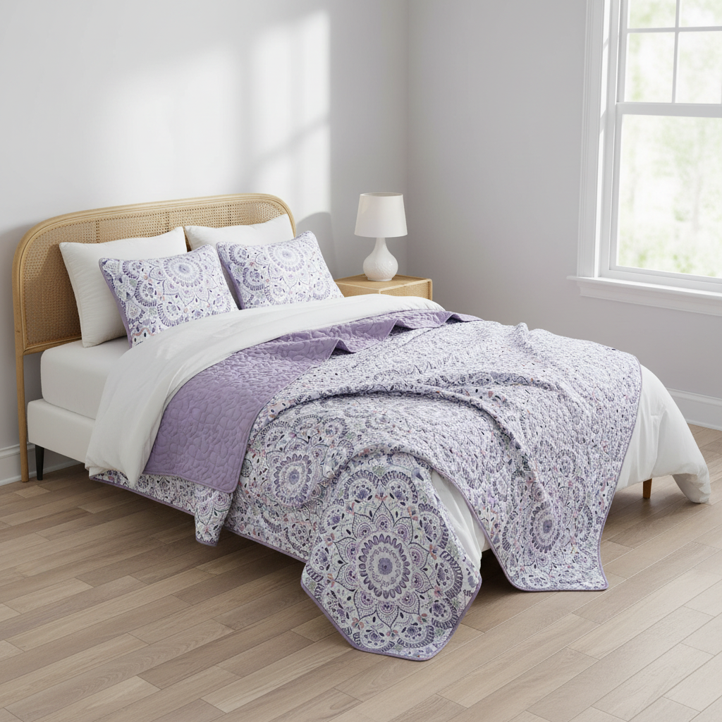 Boho Medallion Reversible Quilt Set with Pillowcase