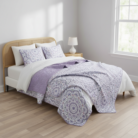 Boho Medallion Reversible Quilt Set with Pillowcase