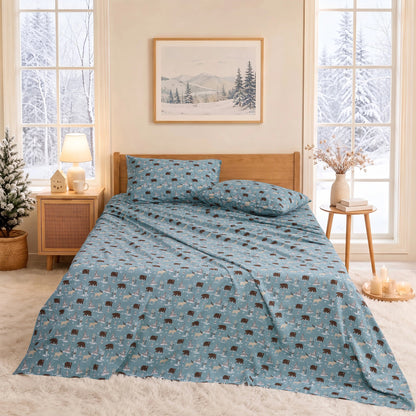 Cotton Flannel Sheet Set, 100% Cotton Bed Sheets Set with Deep Pocket