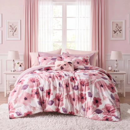 Tatum Reversible Floral Comforter Set with Sheets