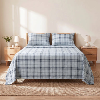 Cotton Flannel Sheet Set, 100% Cotton Bed Sheets Set with Deep Pocket