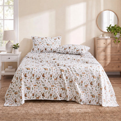 Cotton Flannel Sheet Set, 100% Cotton Bed Sheets Set with Deep Pocket