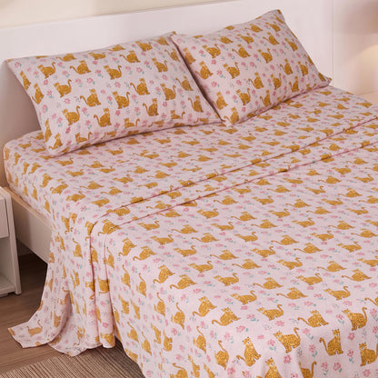 Cotton Flannel Sheet Set, 100% Cotton Bed Sheets Set with Deep Pocket