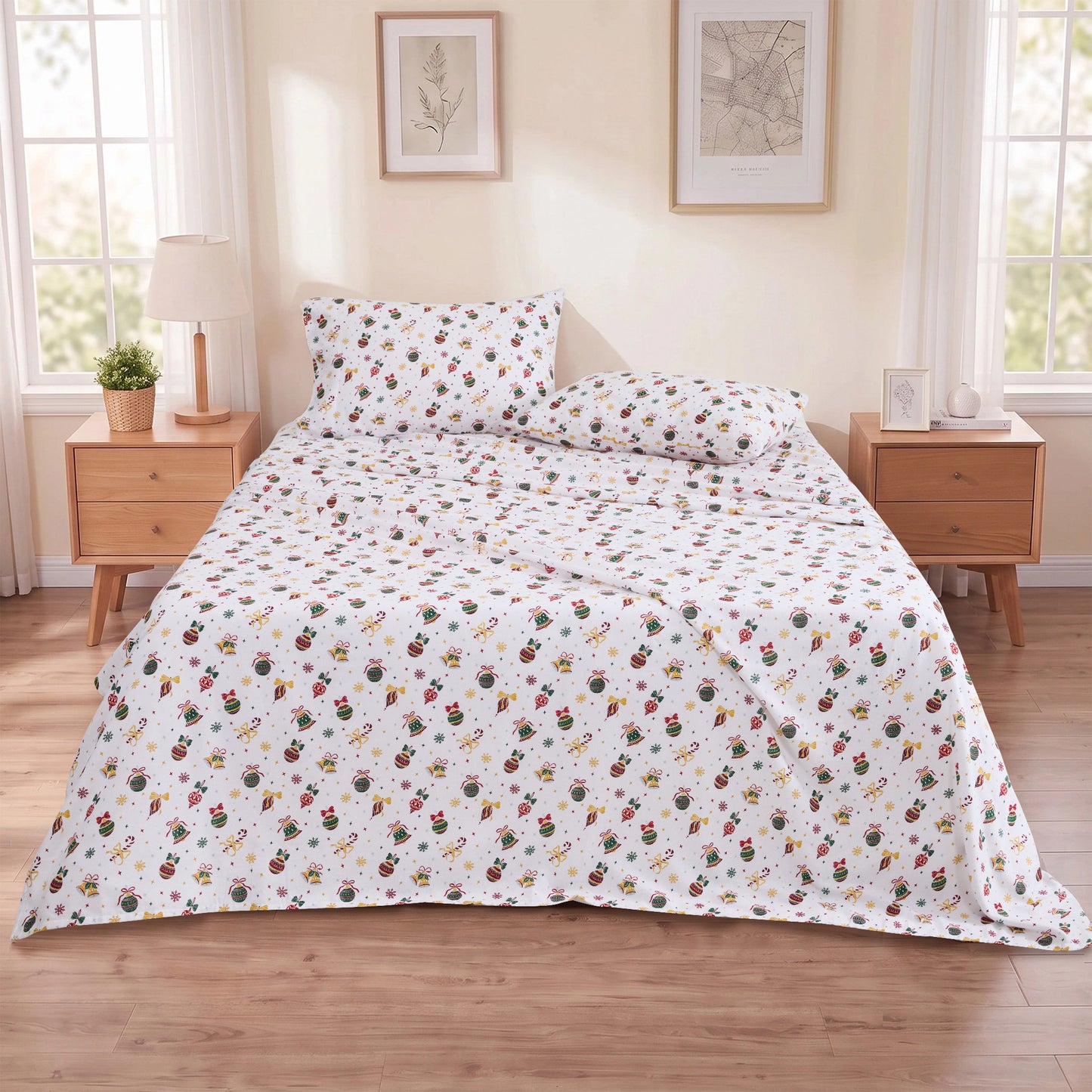 Cotton Flannel Sheet Set, 100% Cotton Bed Sheets Set with Deep Pocket