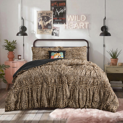 Brown Animal Print Comforter Set, Luxury Bedding Set, Comforter with Decorative Pillow