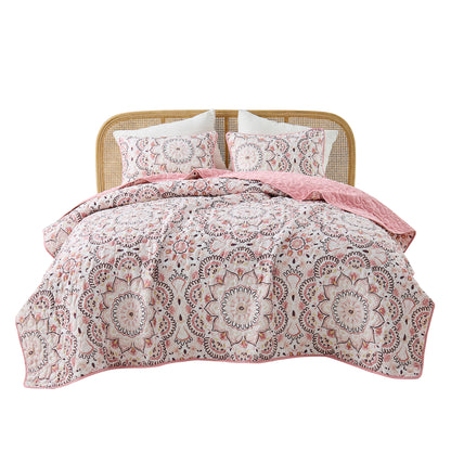 Boho Medallion Reversible Quilt Set with Pillowcase