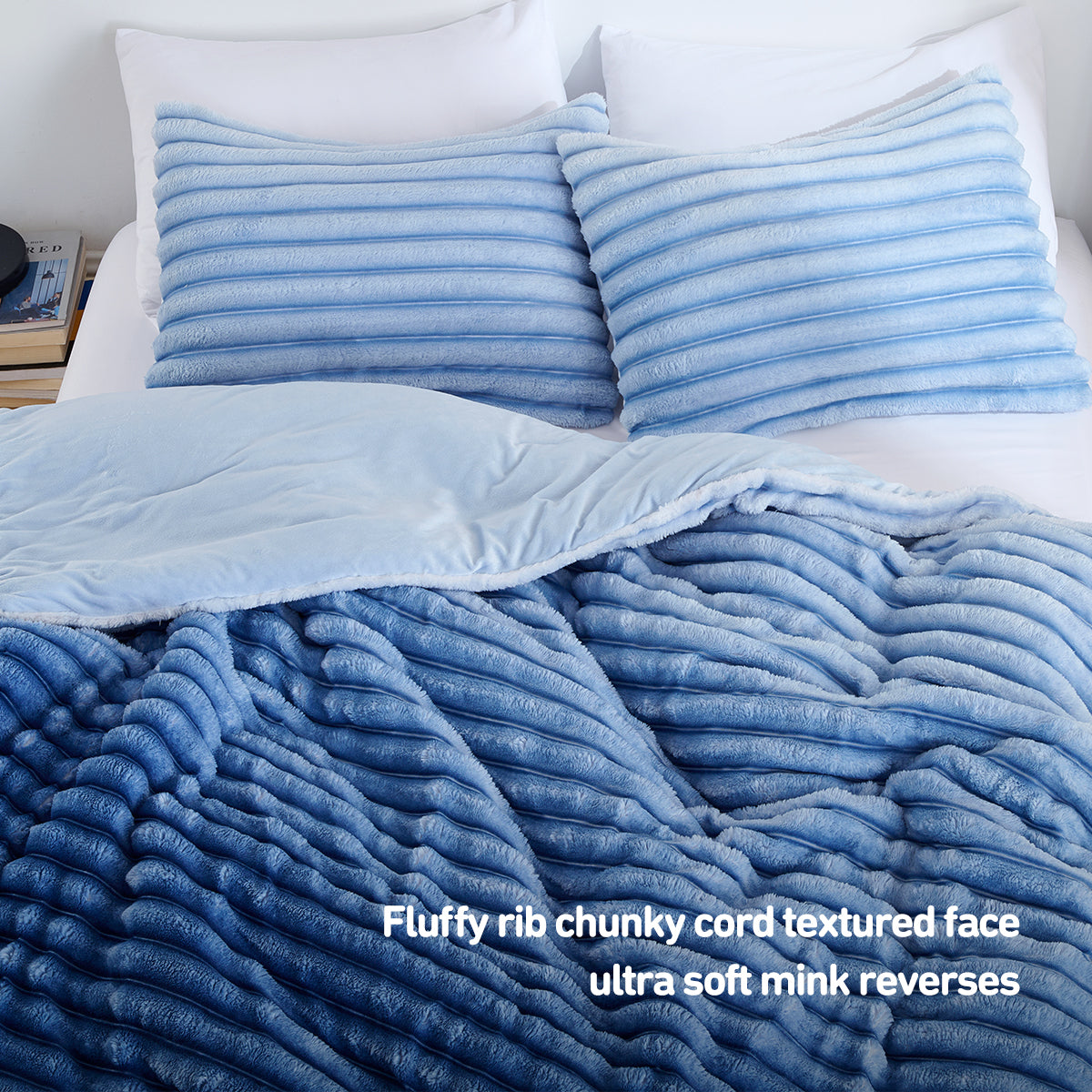 Fluffy Ribbed Plush Comforter Set