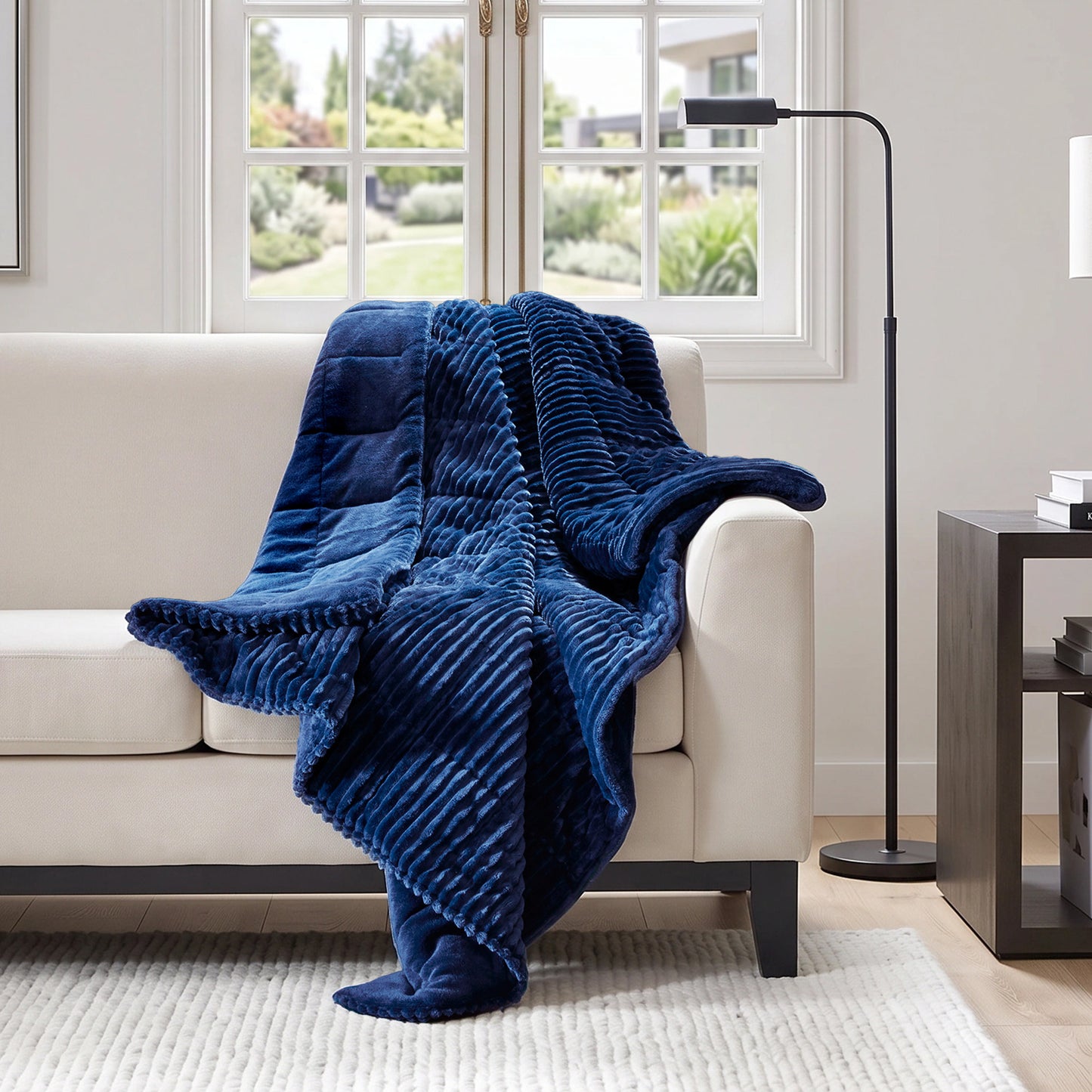 Parker Oversized Fuzzy Ribbed Plush Down Alternative Filled Throw Blanket