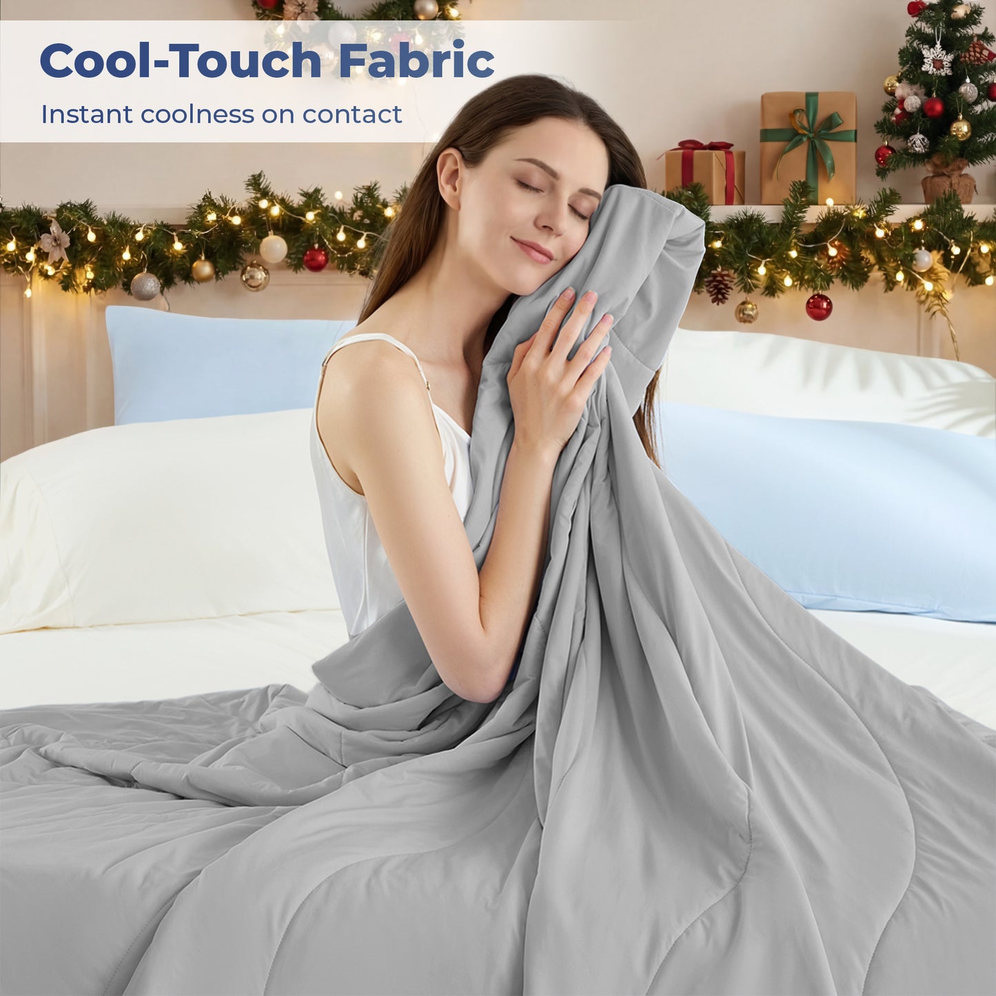 Cooling Comforter, Cooling Blanket for Hot Sleepers, Silky Smooth Summer Comforter