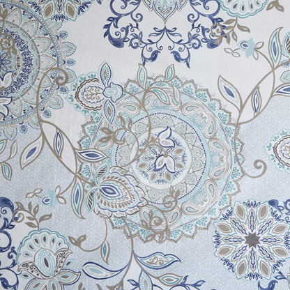 Shower Curtain Cotton Floral Shower Curtain Bohemian Bath Curtains Decor with 12 Button Holes