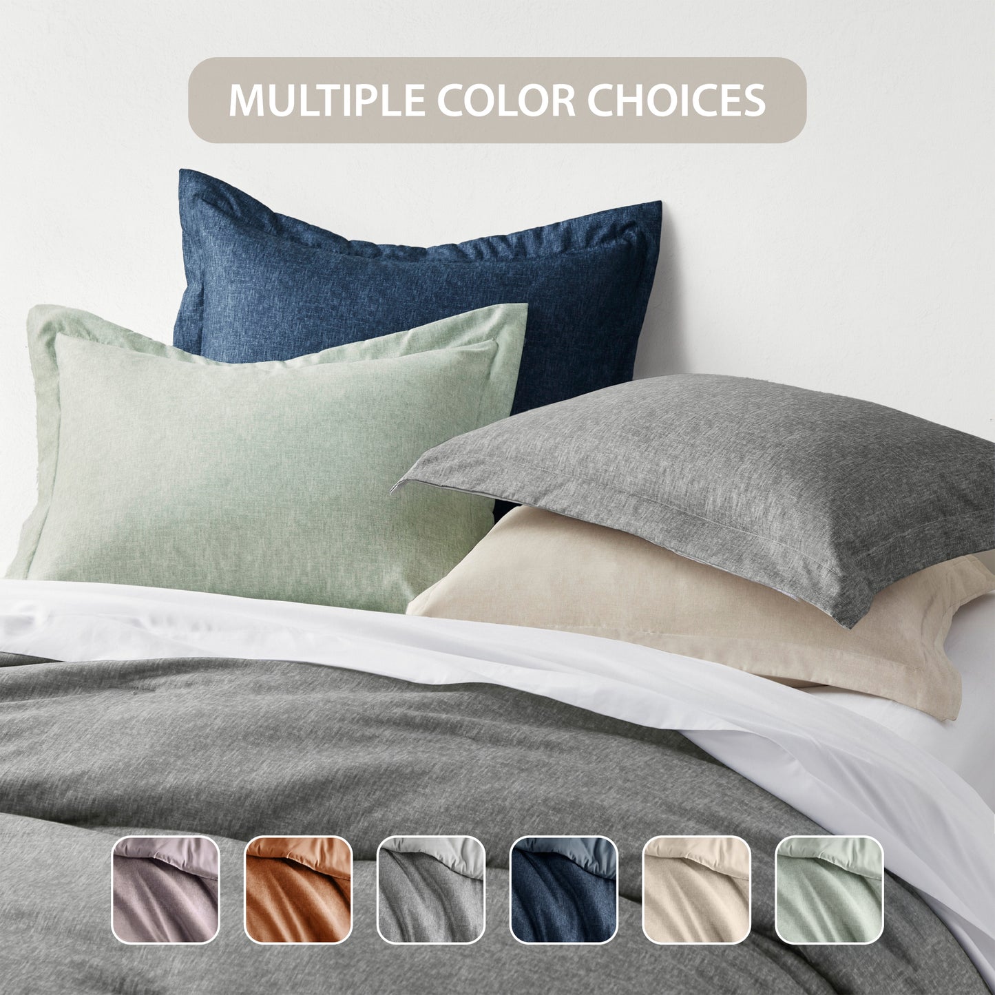 Chambray Print Microfiber Comforter Set with Bed Sheets