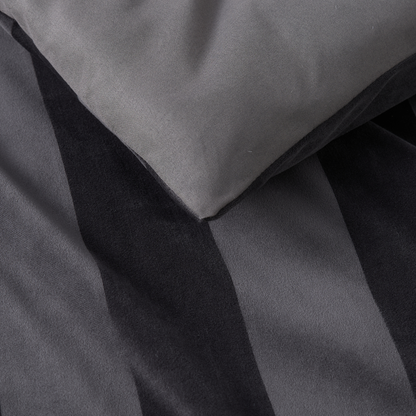Velvet Woven Striped Reversible Comforter Set with Decorative Pillows and Shams