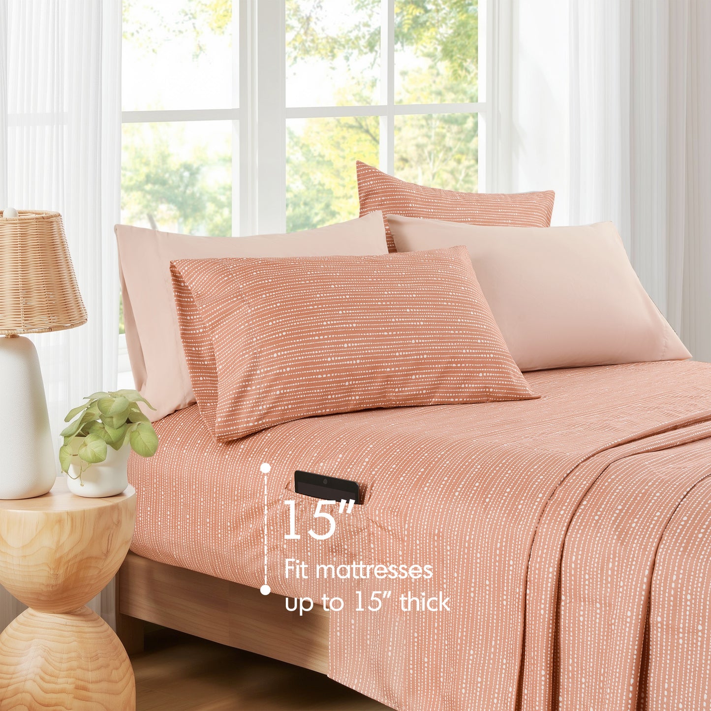 Seersucker Comforter Set with Sheets, Botanical Bed in A Bag