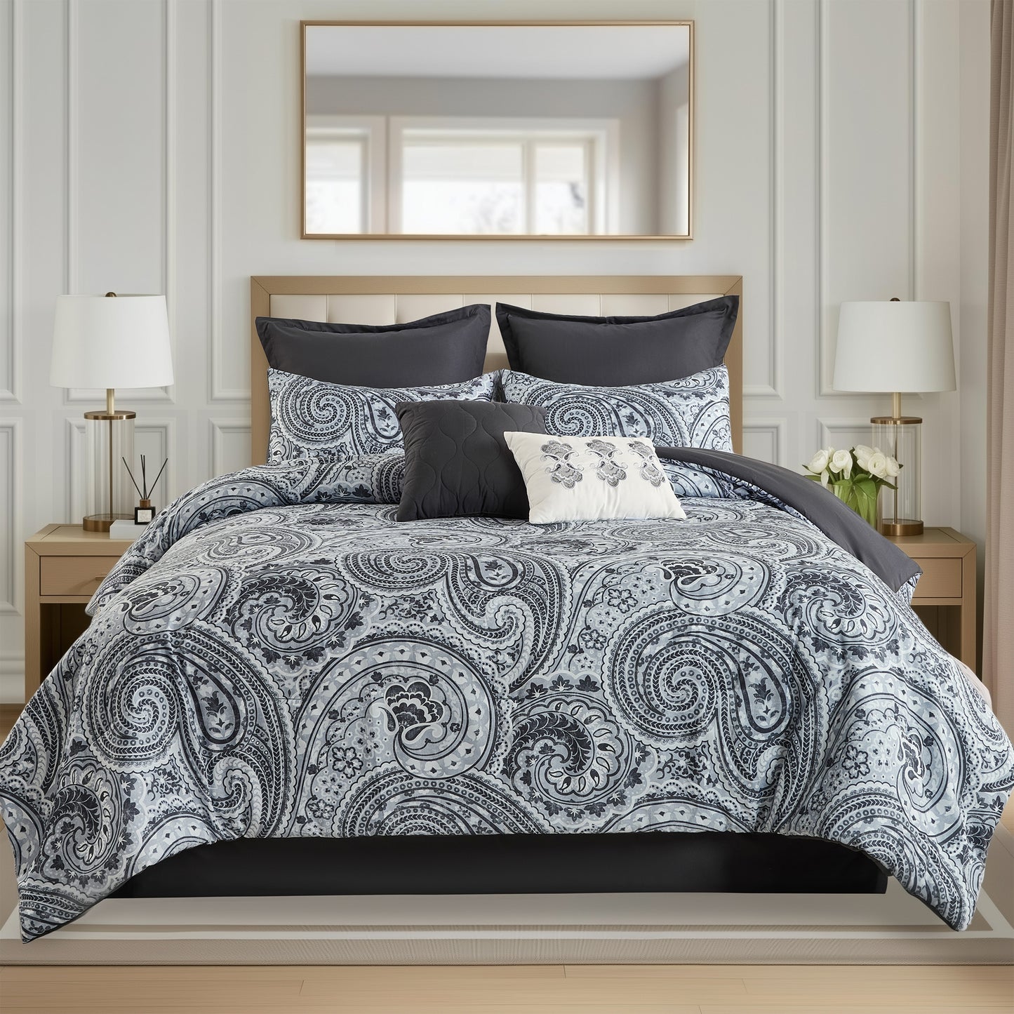 Cotton Floral Printed Reversible Comforter Set